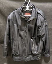 Load image into Gallery viewer, Vintage Future Mode Black Leather Jacket, Men&#39;s Large, Made in Canada
