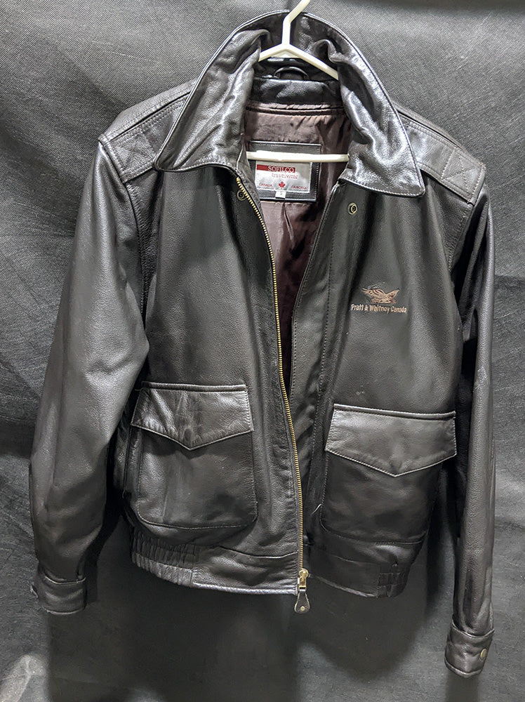 Vintage Pratt & Whitney Dk. Brown Leather Jacket, Men's Small, Made in Canada