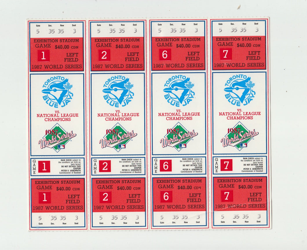 1987 Toronto Blue Jays World Series Full Phantom Ticket