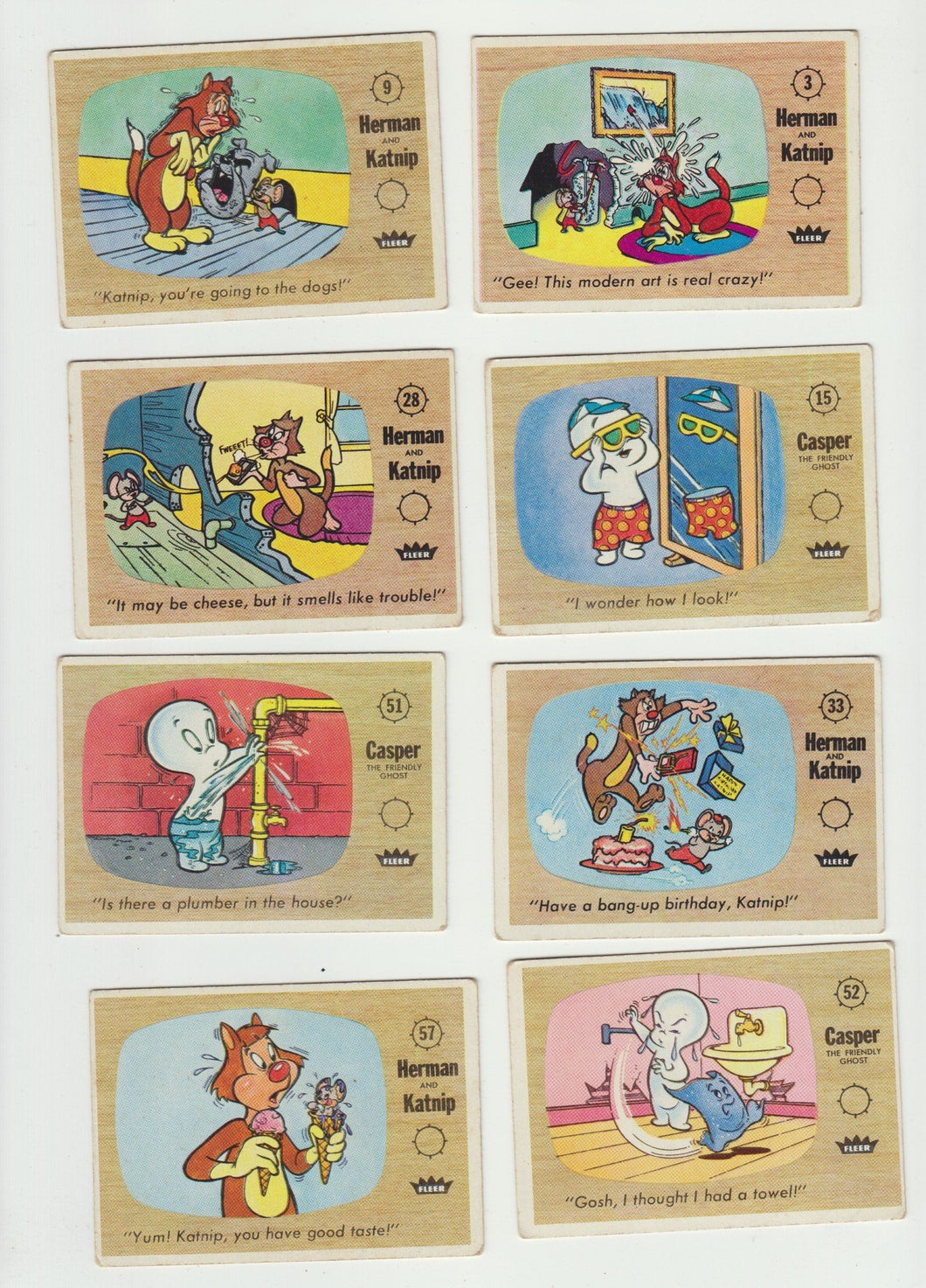 A Lot of Vintage Fleer 1960 Casper the Ghost Cards -- 10 Cards