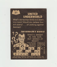 Load image into Gallery viewer, 1966 O Pee Chee OPC Batman Riddler Back Card: United Underworld #21
