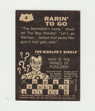 Load image into Gallery viewer, 1966 O Pee Chee OPC Batman Riddler Back Card: Rarin&#39; To Go #4
