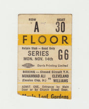 Load image into Gallery viewer, Muhammad Ali vs C. Williams @ Maple Leaf Gardens Ticket Signed by David Keon
